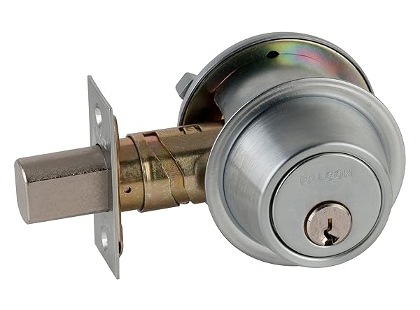 Falcon D241P 626 C Keyway D200 Series Grade 2 Non-Handed Medium Duty Deadlock, Deadbolt Chasis, Single Cylinder, Schlage C Keyway, 6 Pin Conventional Cylinder, Keyed Different, Satin Chrome Finish